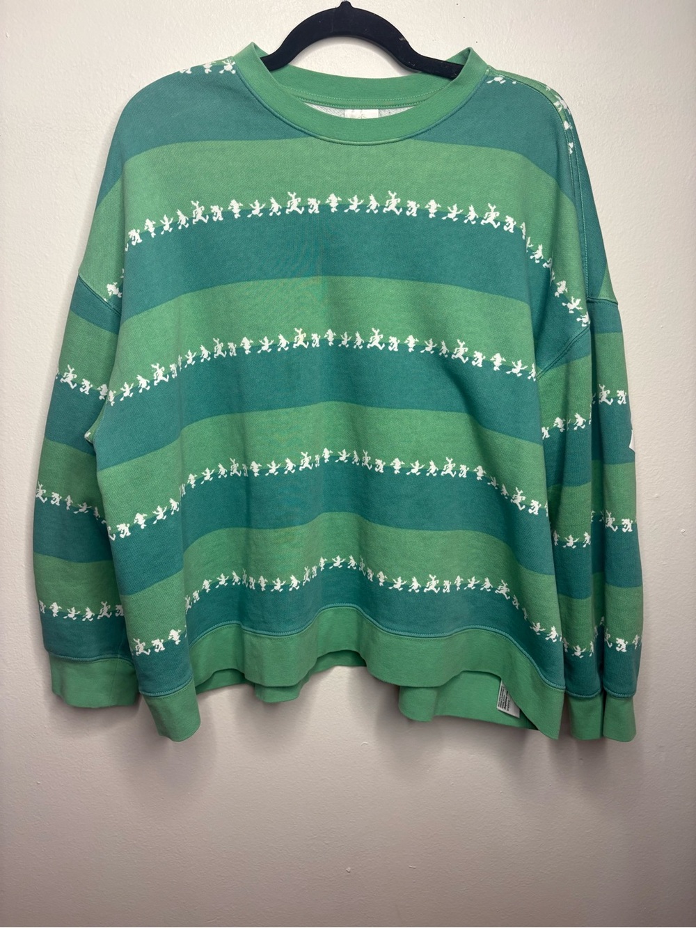 Disney Mickey & Friends Green Striped Pullover SweatShirt Size 1X